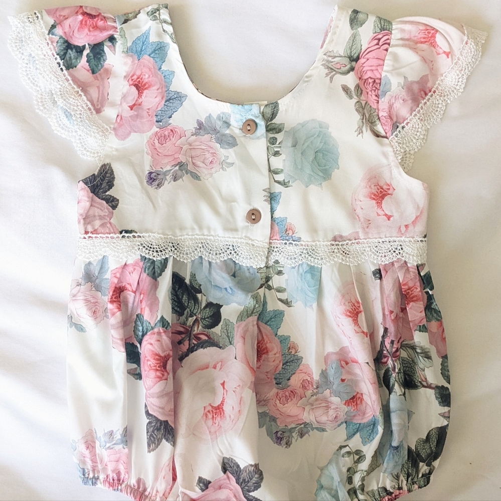 Beautiful Vintage style Floral toddler top one piece for girls. 18 - 24 months